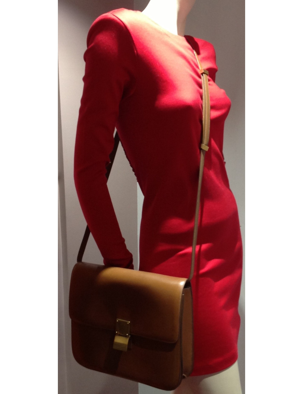 Sac CELINE "Classique Box" en cuir gold