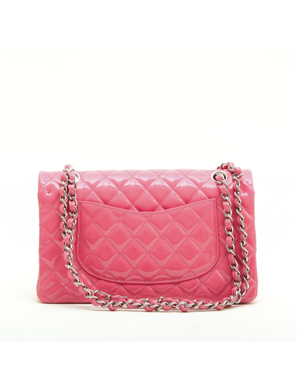 CHANEL Timeless double flap bag in pink patent leather