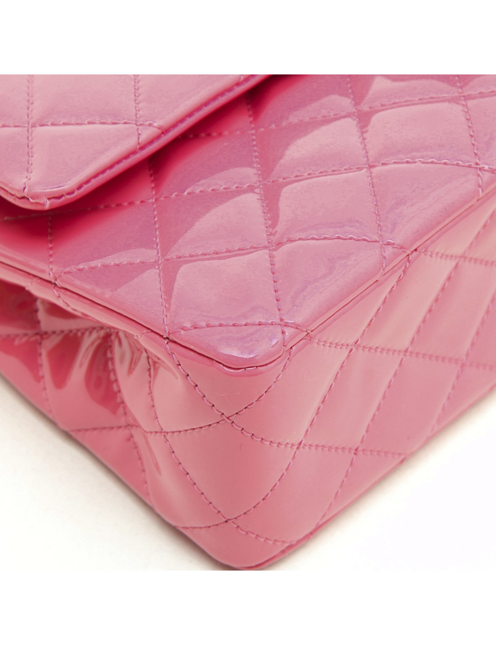 CHANEL Timeless double flap bag in pink patent leather