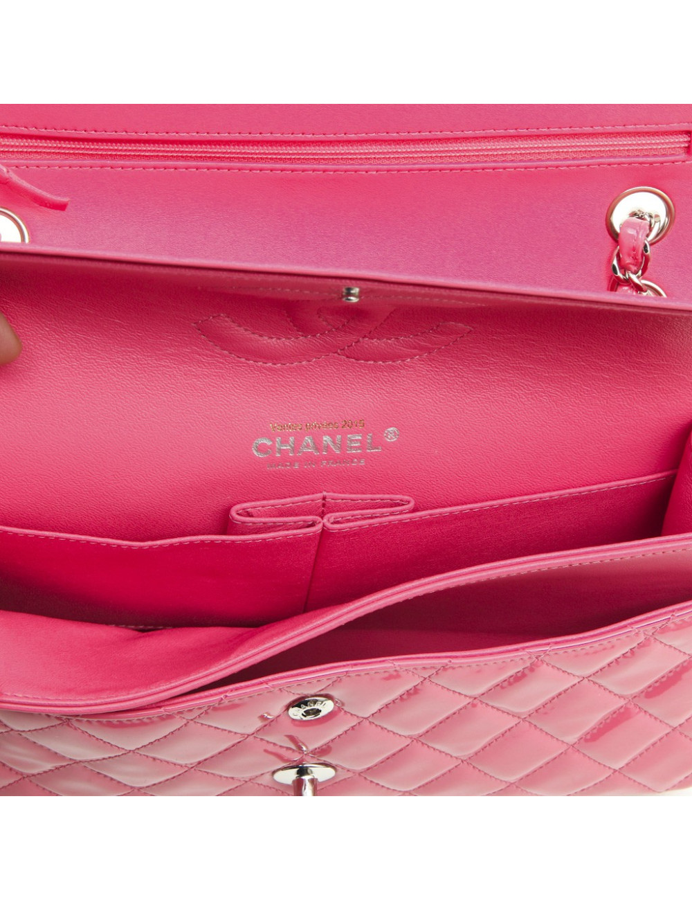 Sac Timeless CHANEL cuir verni rose