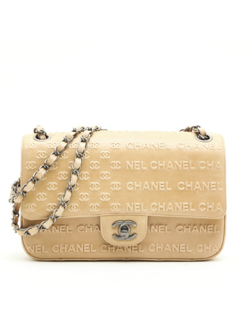 CHANEL timeless bag in beige embossed CC CHANEL lambskin leather