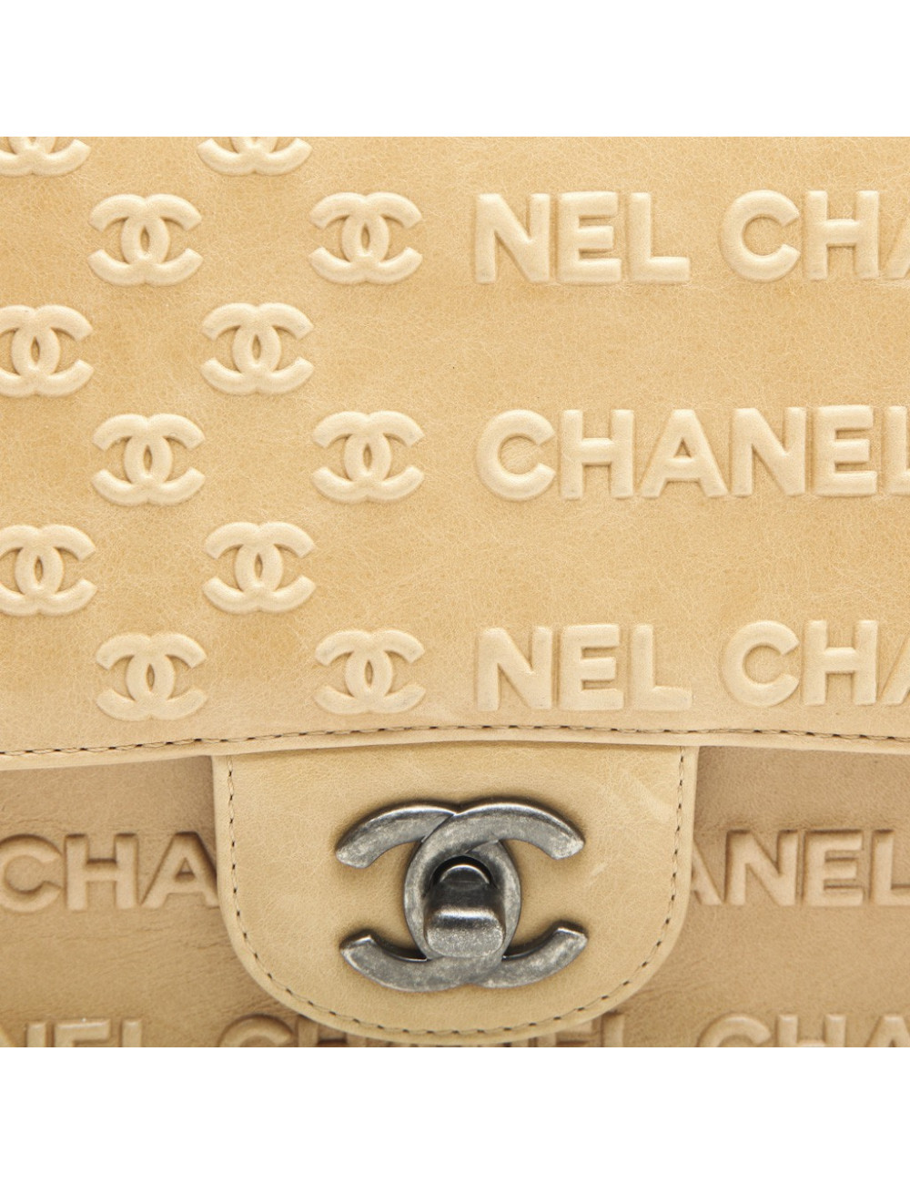 CHANEL timeless bag in beige embossed CC CHANEL lambskin leather