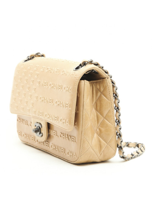 CHANEL timeless bag in beige embossed CC CHANEL lambskin leather