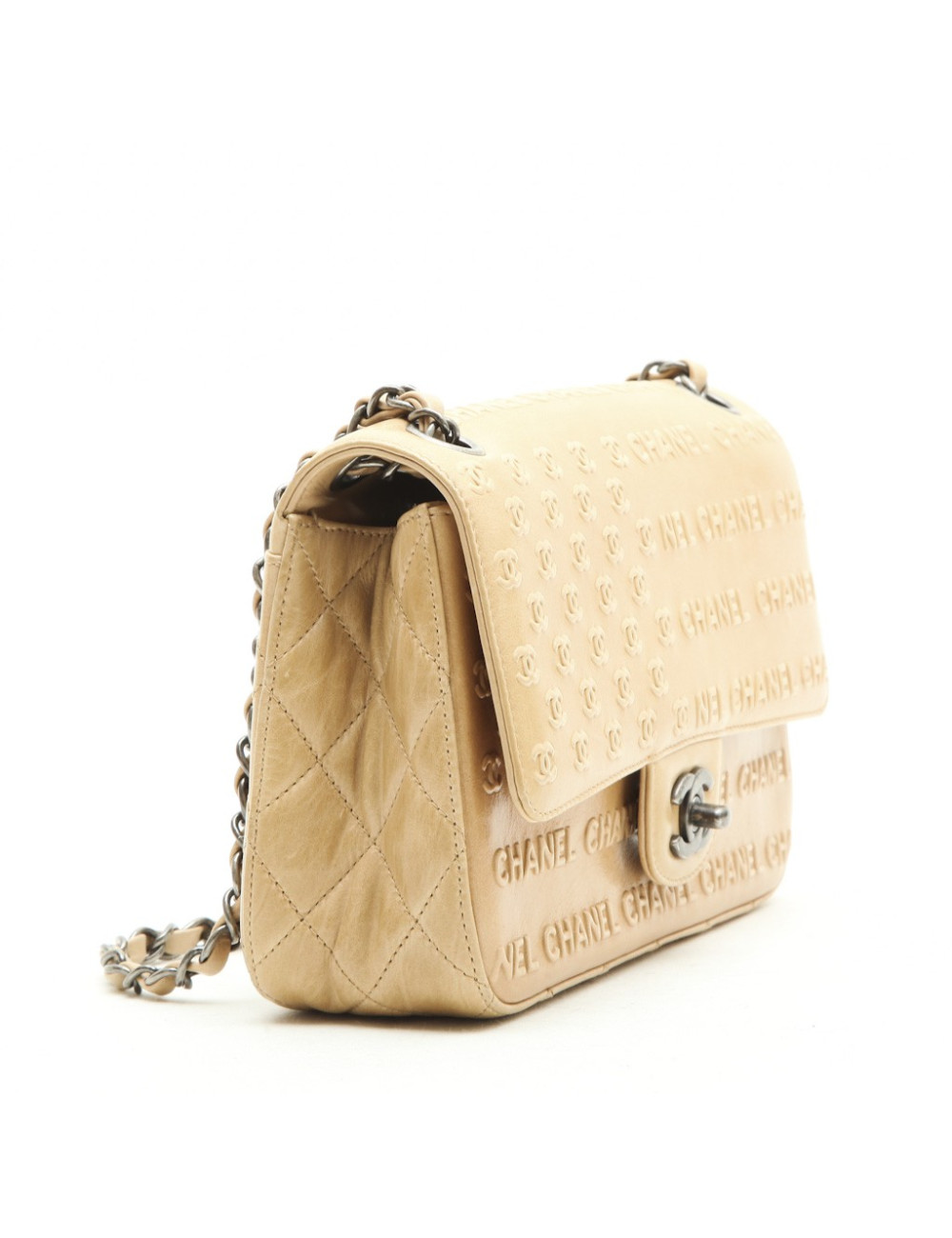 CHANEL timeless bag in beige embossed CC CHANEL lambskin leather