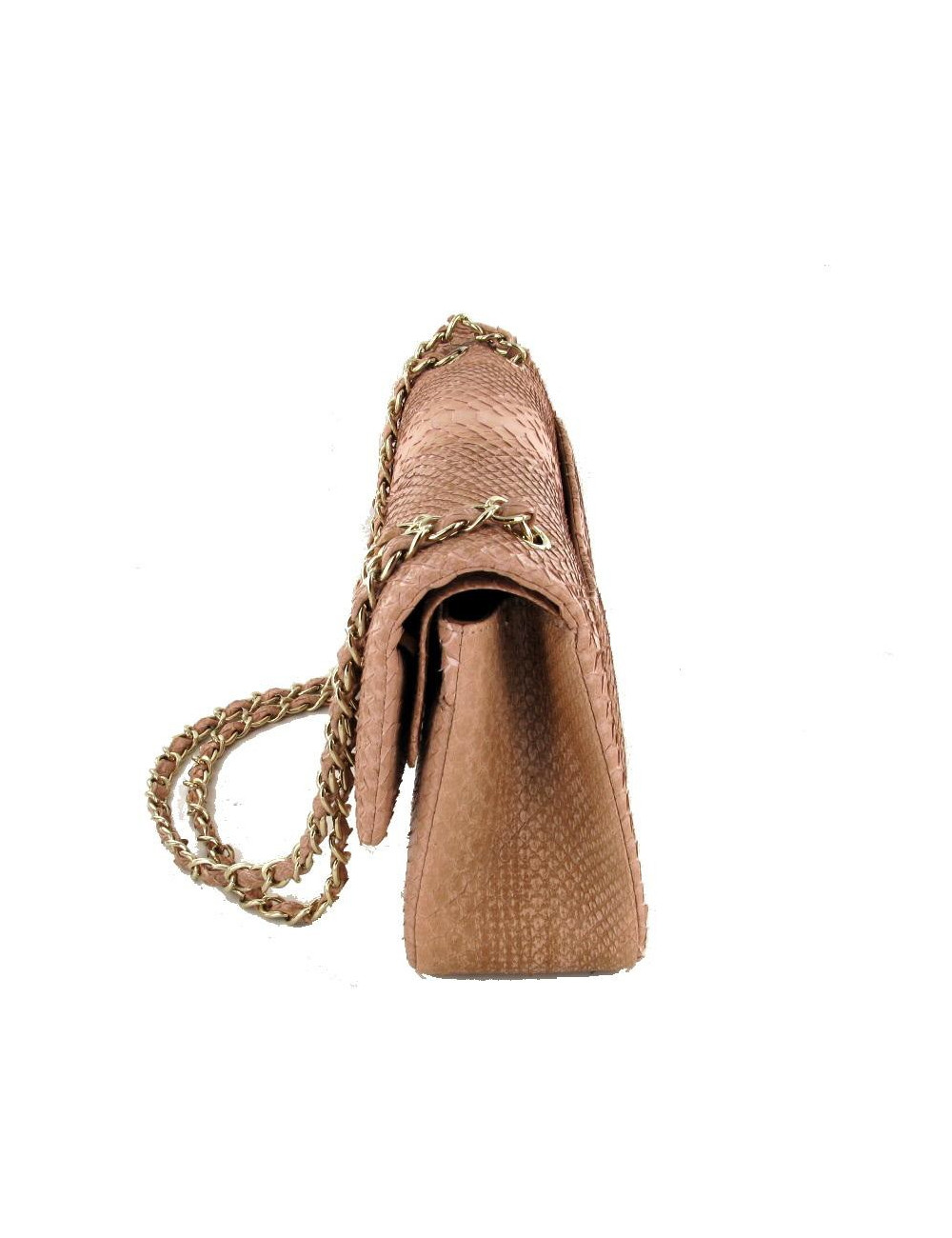 Jumbo CHANEL en python rose poudré