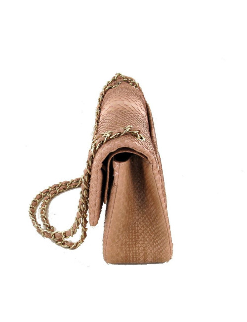 Jumbo CHANEL en python rose poudré