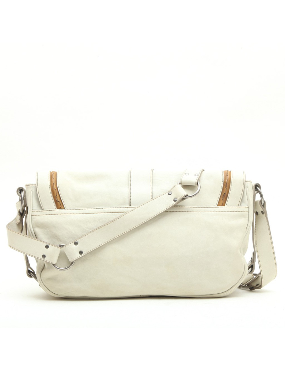 Sac CHRISTIAN DIOR Saddle en cuir blanc casé et camel