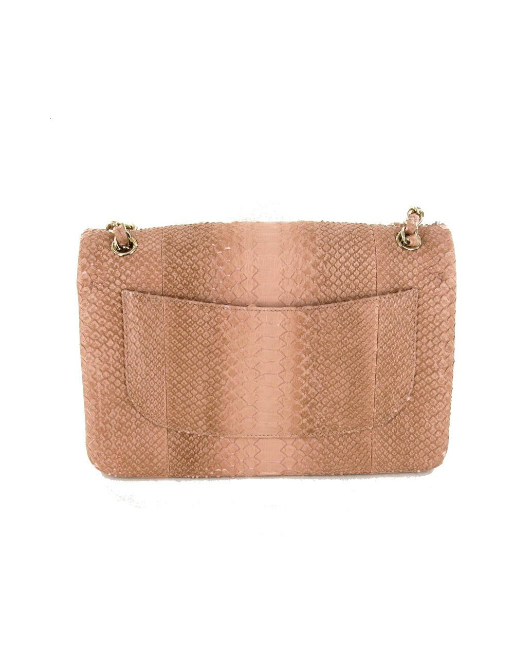 Jumbo CHANEL en python rose poudré