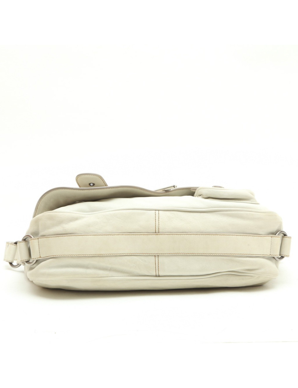 CHRISTIAN DIOR Saddle bag in off-white and camel leather