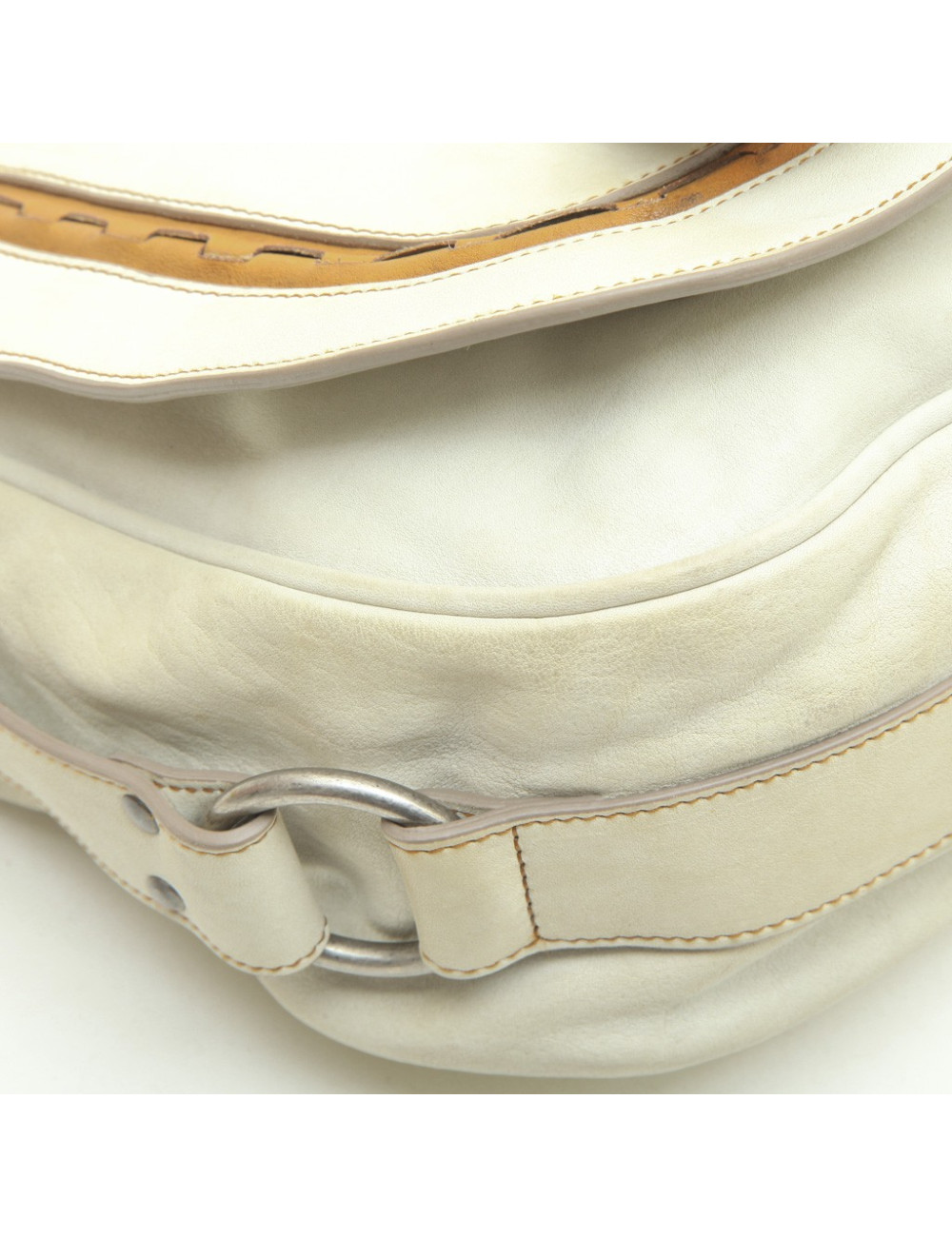Sac CHRISTIAN DIOR Saddle en cuir blanc casé et camel