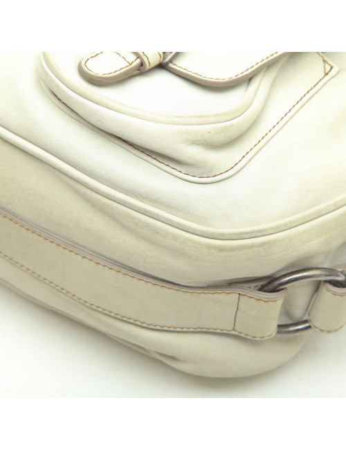 CHRISTIAN DIOR Saddle bag in off-white and camel leather