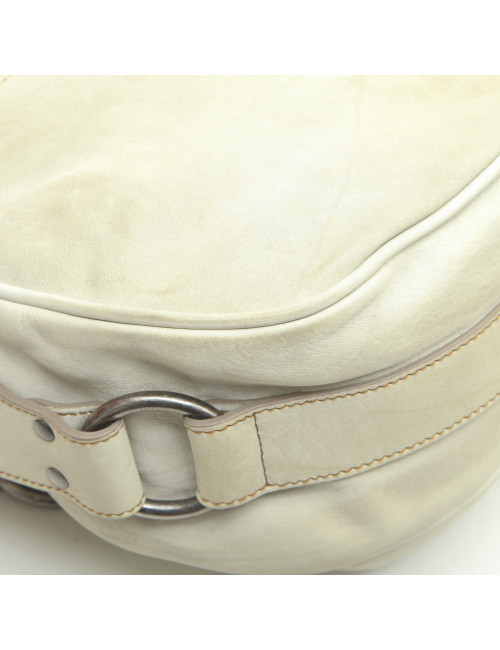 CHRISTIAN DIOR Saddle bag in off-white and camel leather