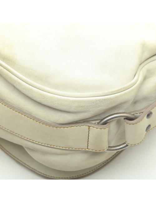 CHRISTIAN DIOR Saddle bag in off-white and camel leather