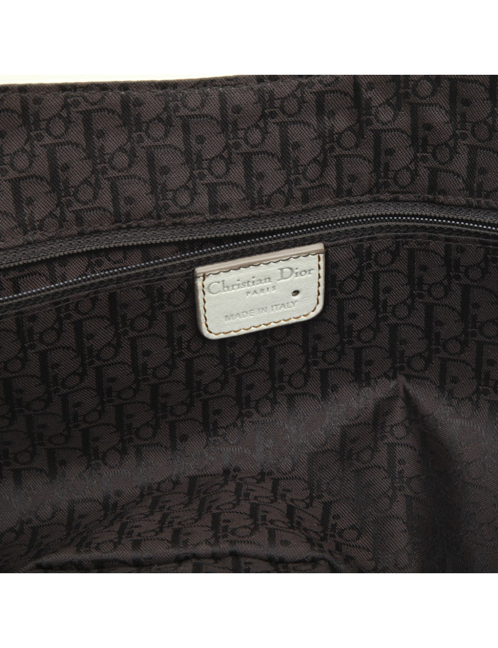 CHRISTIAN DIOR Saddle bag in off-white and camel leather