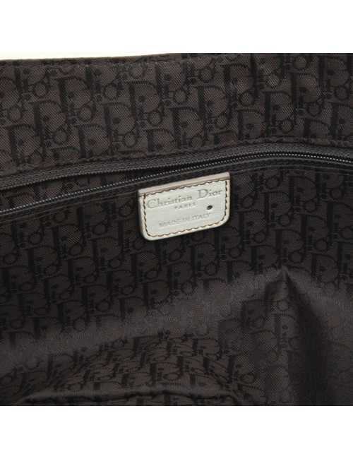 CHRISTIAN DIOR Saddle bag in off-white and camel leather