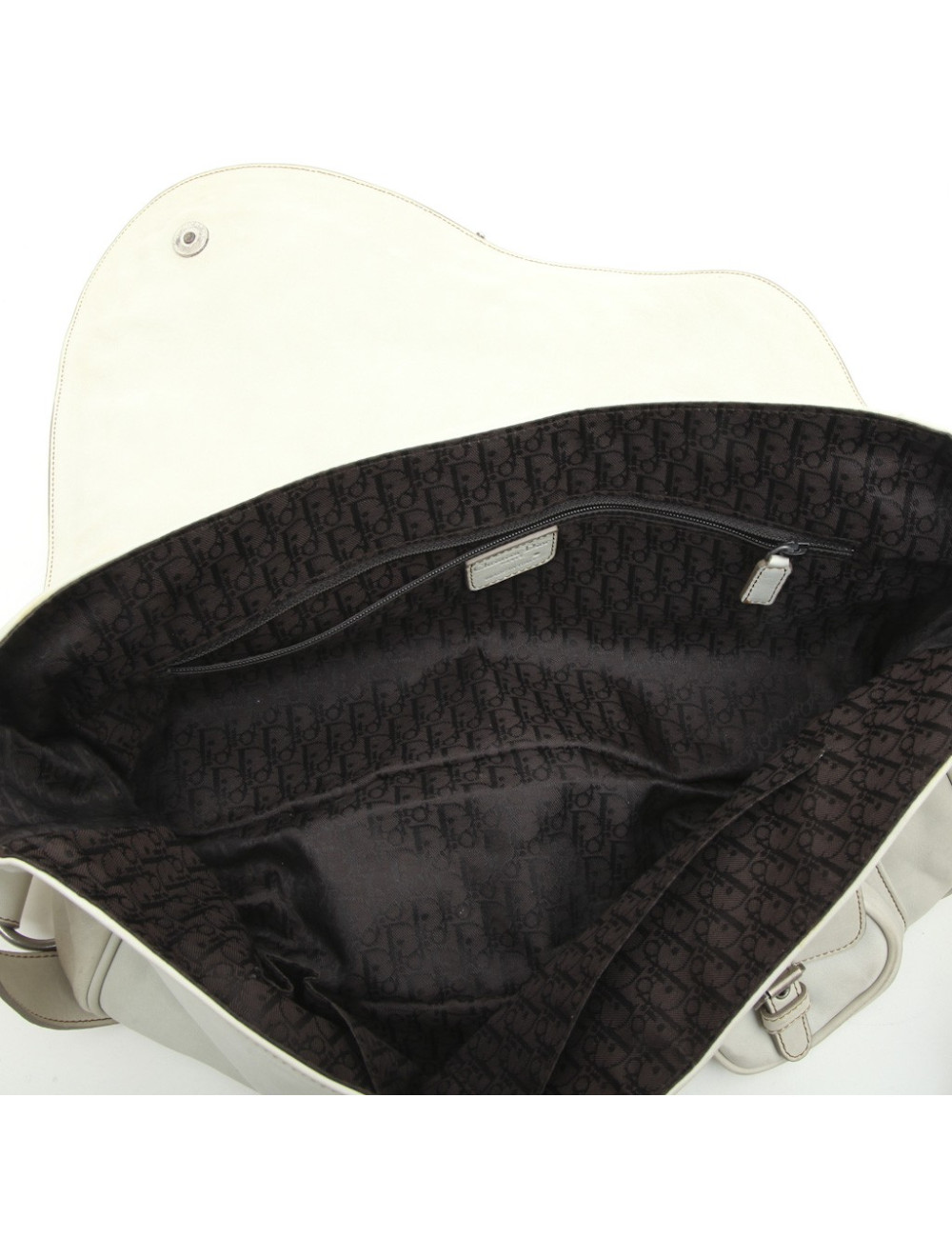 CHRISTIAN DIOR Saddle bag in off-white and camel leather