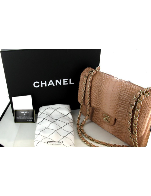 Jumbo CHANEL en python rose poudré