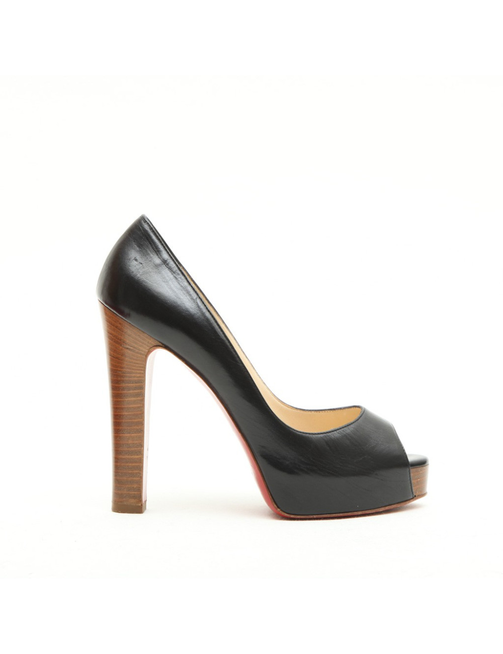 Sandales hautes LOUBOUTIN T 38 cuir noir 