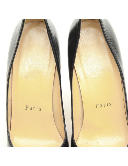 Sandales hautes LOUBOUTIN T 38 cuir noir 