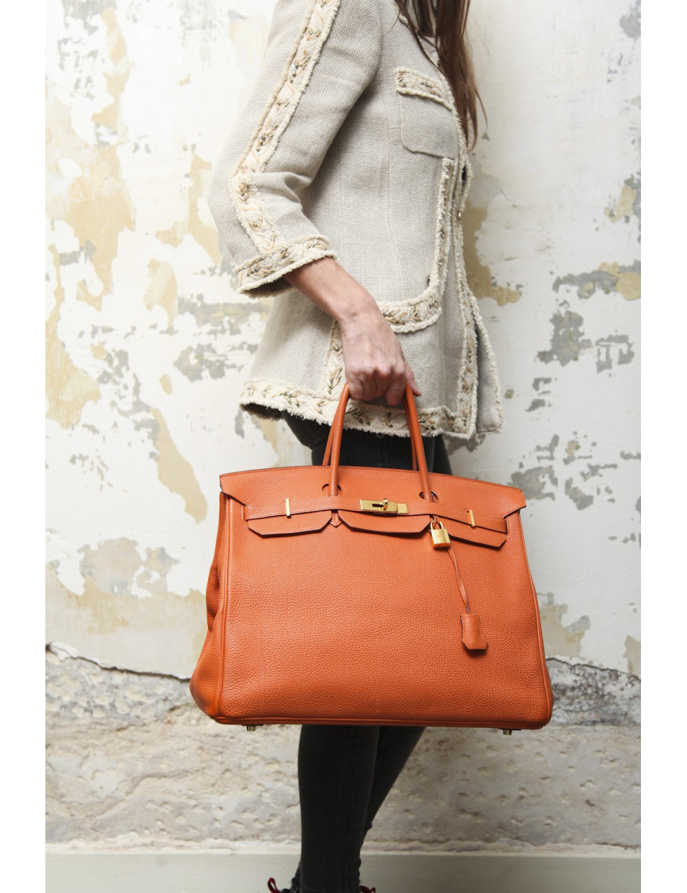 Birkin 40 HERMES  cuir togo orange