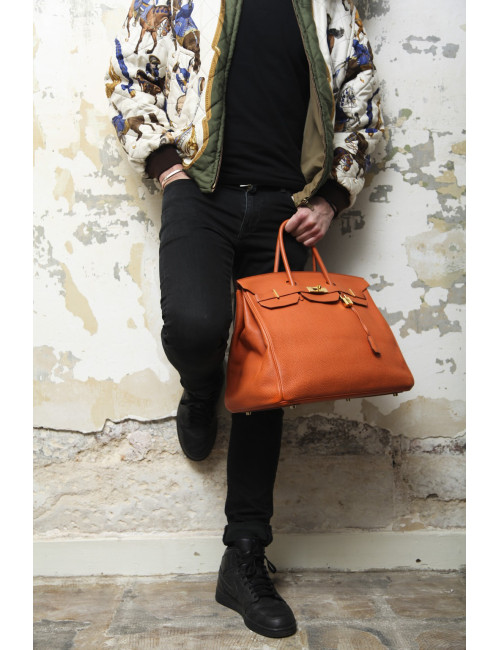 HERMES Birkin 40 bag in orange togo leather 