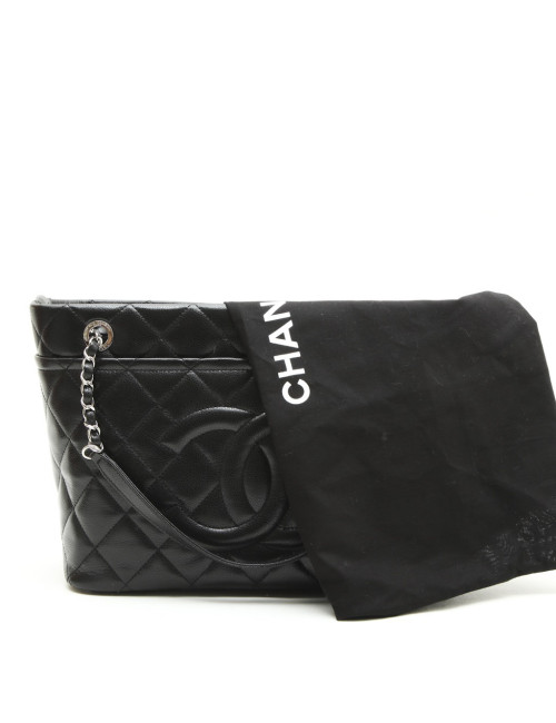 CHANEL tote bag in black grained leather