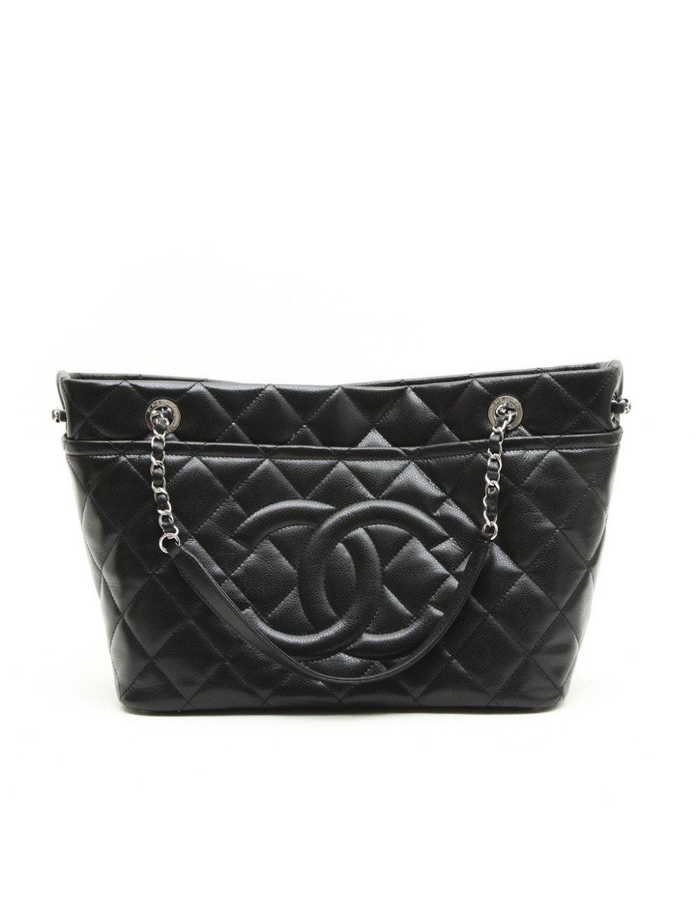Sac Cabas CHANEL cuir grainé noir