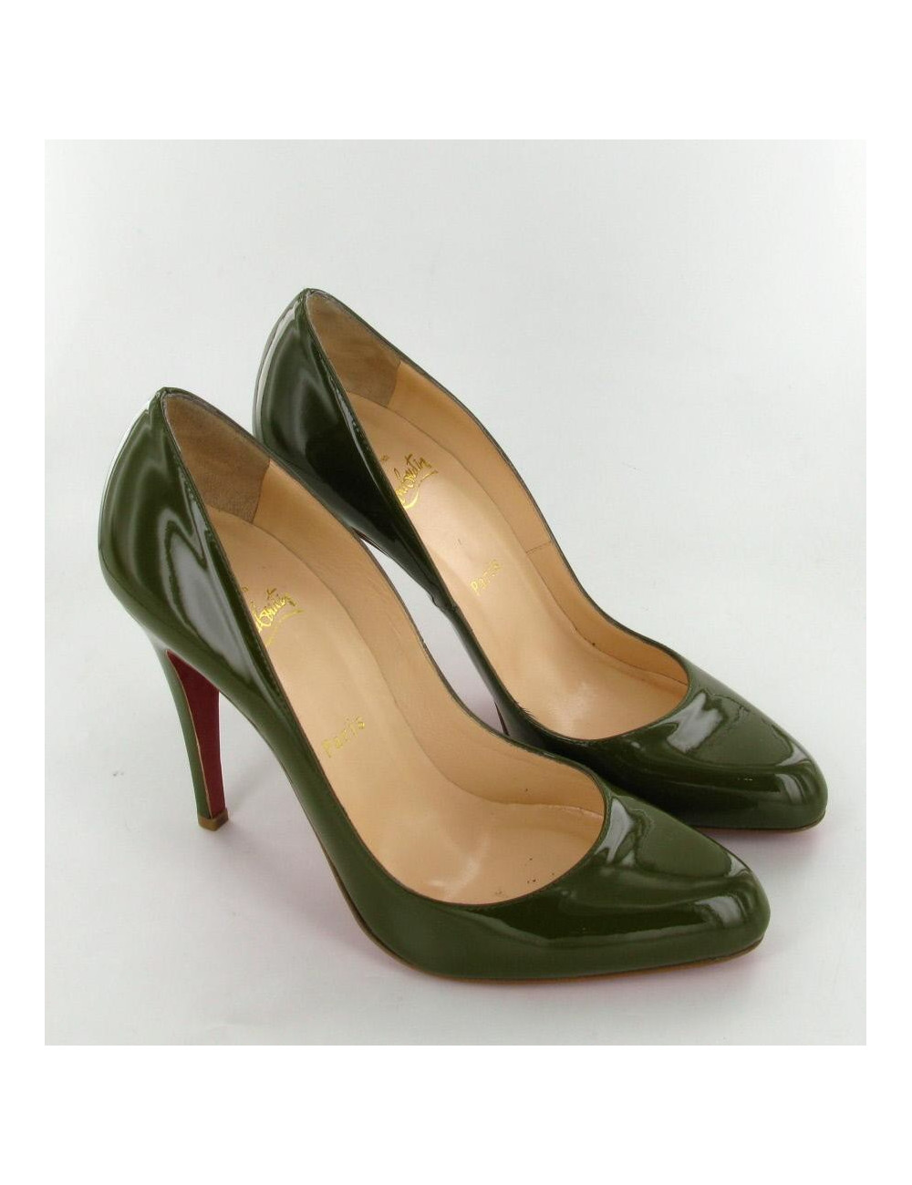 LOUBOUTIN T39 cuir vernis vert