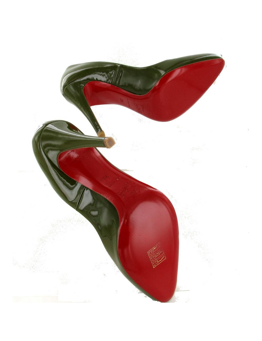 LOUBOUTIN T39 cuir vernis vert