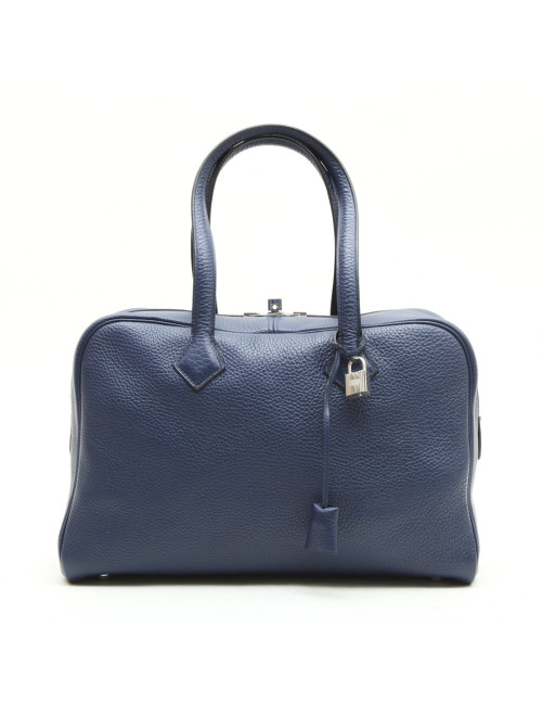 Sac Victoria HERMES Taurillon clémence bleu