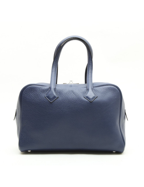HERMES 'Victoria' bag in blue abyss Taurillon clémence leather