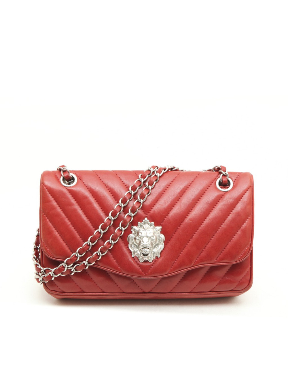 Sac 'Lion' Paris-Venise CHANEL cuir d'agneau rouge