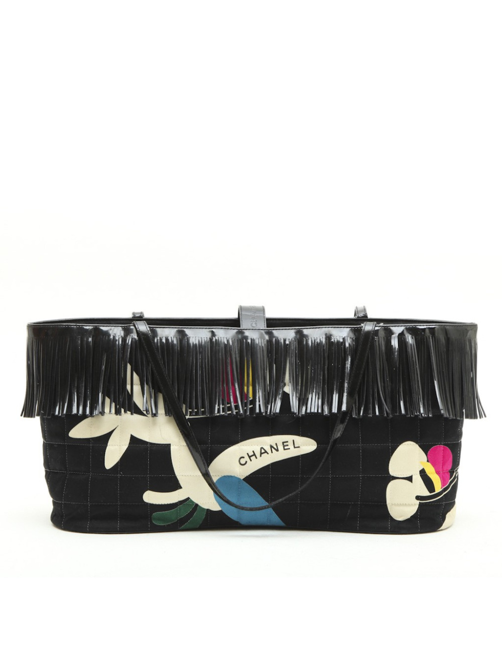 CHANEL bag with fringes in multicolored fabric