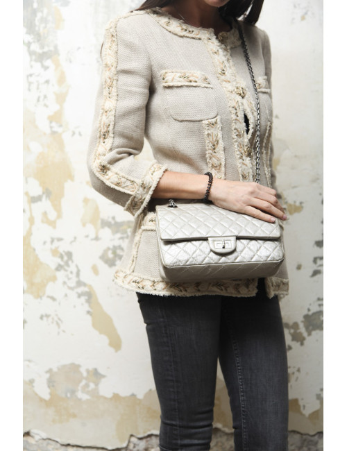 Sac CHANEL Timeless  cuir vieilli argent