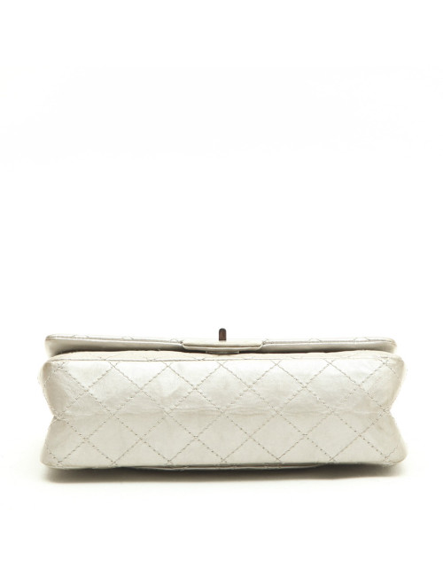 CHANEL Timeless double flap bag in aged silver leather