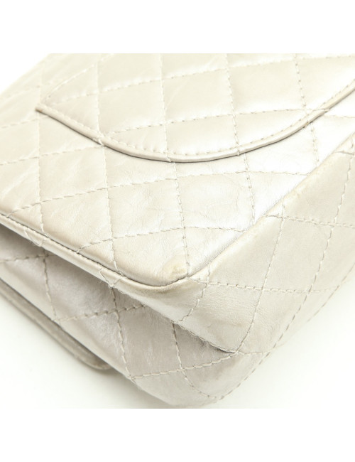 CHANEL Timeless double flap bag in aged silver leather