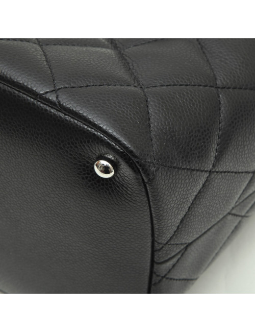 Sac cabas CHANEL en cuir grainé noir