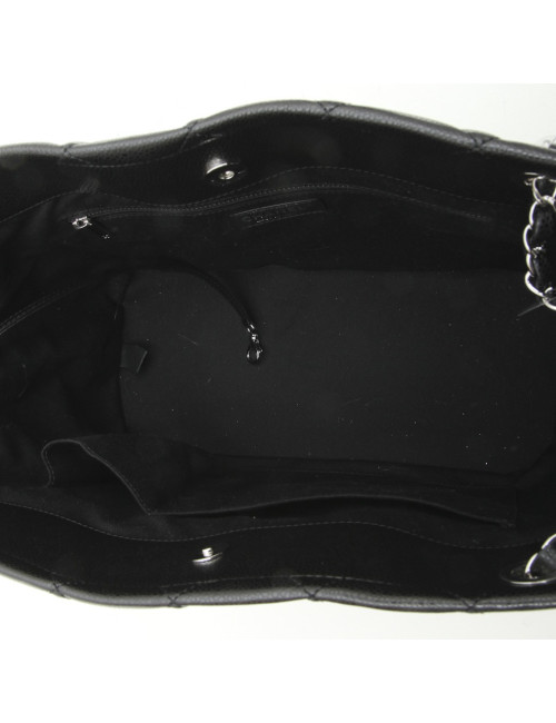 Sac cabas CHANEL cuir grainé noir