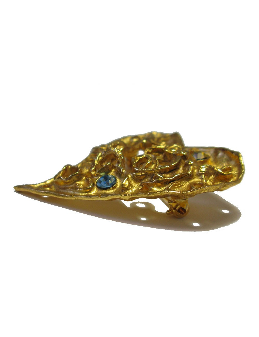 Broche CHRISTIAN LACROIX "Coeur" doré strass