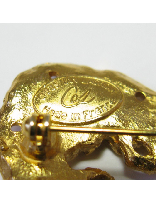 Broche CHRISTIAN LACROIX "Coeur" doré strass