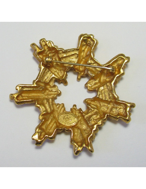 Broche CHRISTIAN LACROIX vintage en métal doré