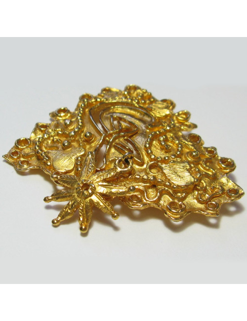 CHRISTIAN LACROIX heart brooch in gilded metal