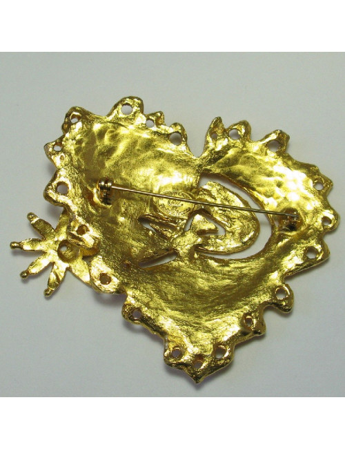 CHRISTIAN LACROIX heart brooch in gilded metal