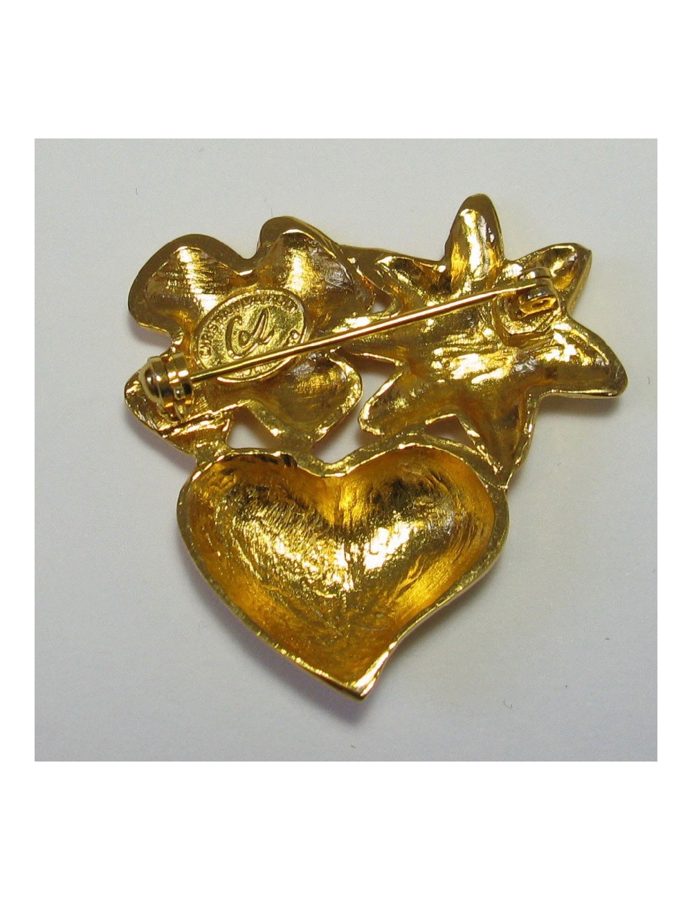 Broche CHRISTIAN LACROIX vintage en métal doré