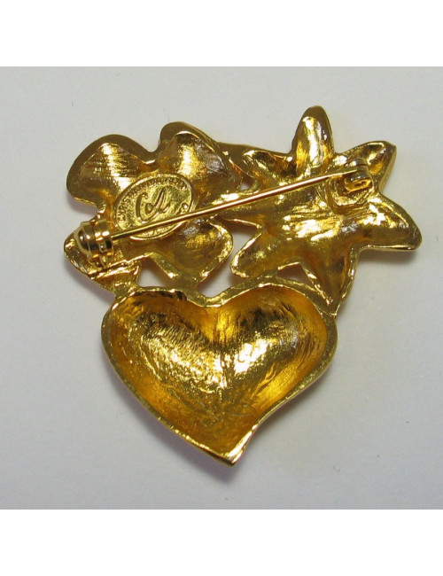Broche CHRISTIAN LACROIX vintage en métal doré