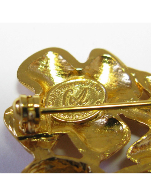 Broche CHRISTIAN LACROIX vintage en métal doré