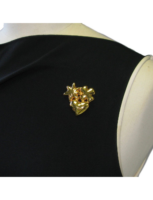Broche CHRISTIAN LACROIX vintage en métal doré