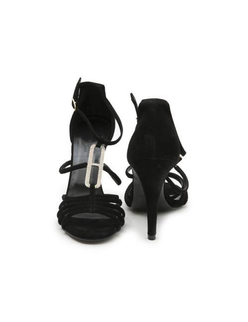 Sandales hautes T 39  HERMES daim noir 