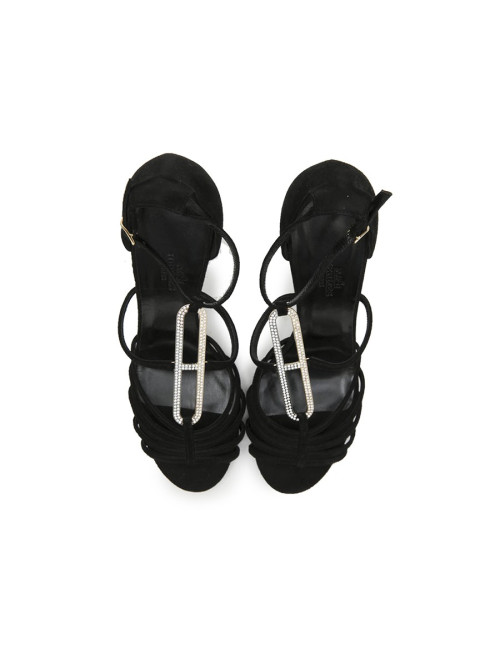 Sandales hautes T 39  HERMES daim noir 