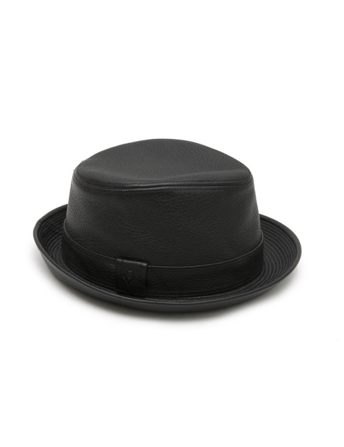 HERMES  hat in black taurillon clémence leather size 58